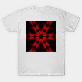 red hexagonal floral fantasy kaleidoscopic design T-Shirt